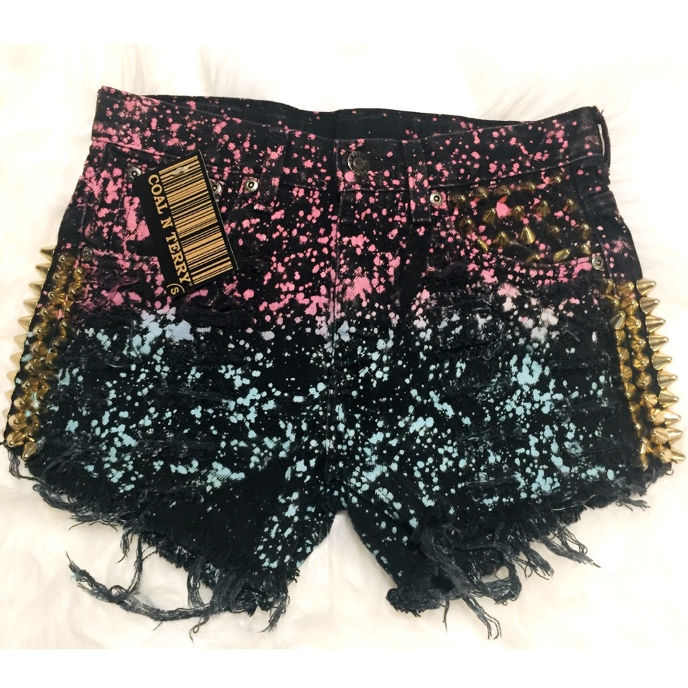 ✨COAL N TERRY✨Splatter Paint Embellished Shorts